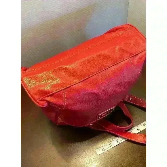 Nine West Red Tote Faux Leather Contrast Stitching Metal Studs - Picture 5 of 7